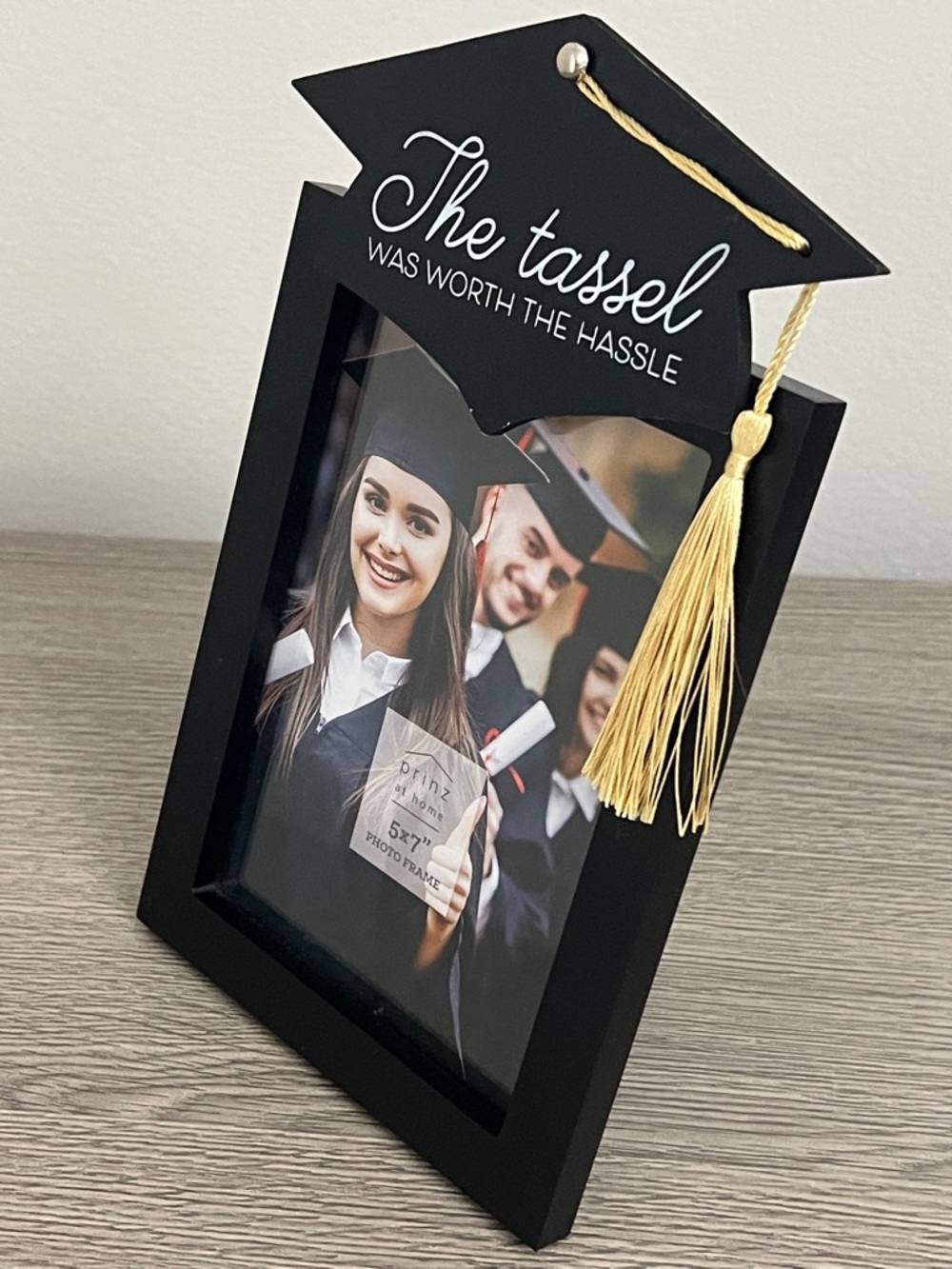Graduation Tassel Photo Frame - Black with Gold Tassel 5X7